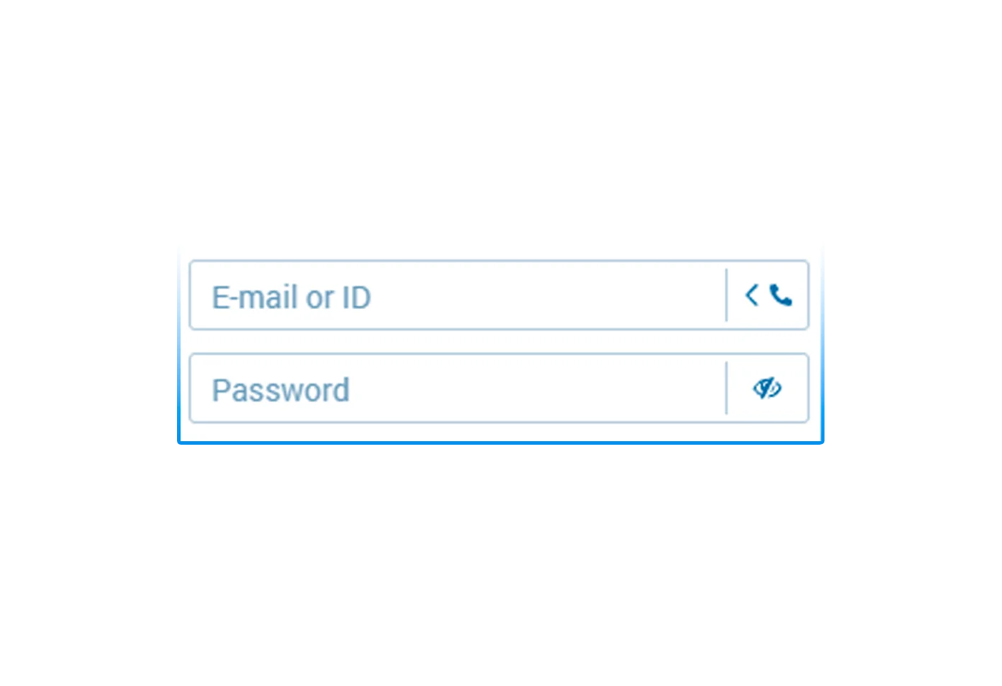 Entering login data